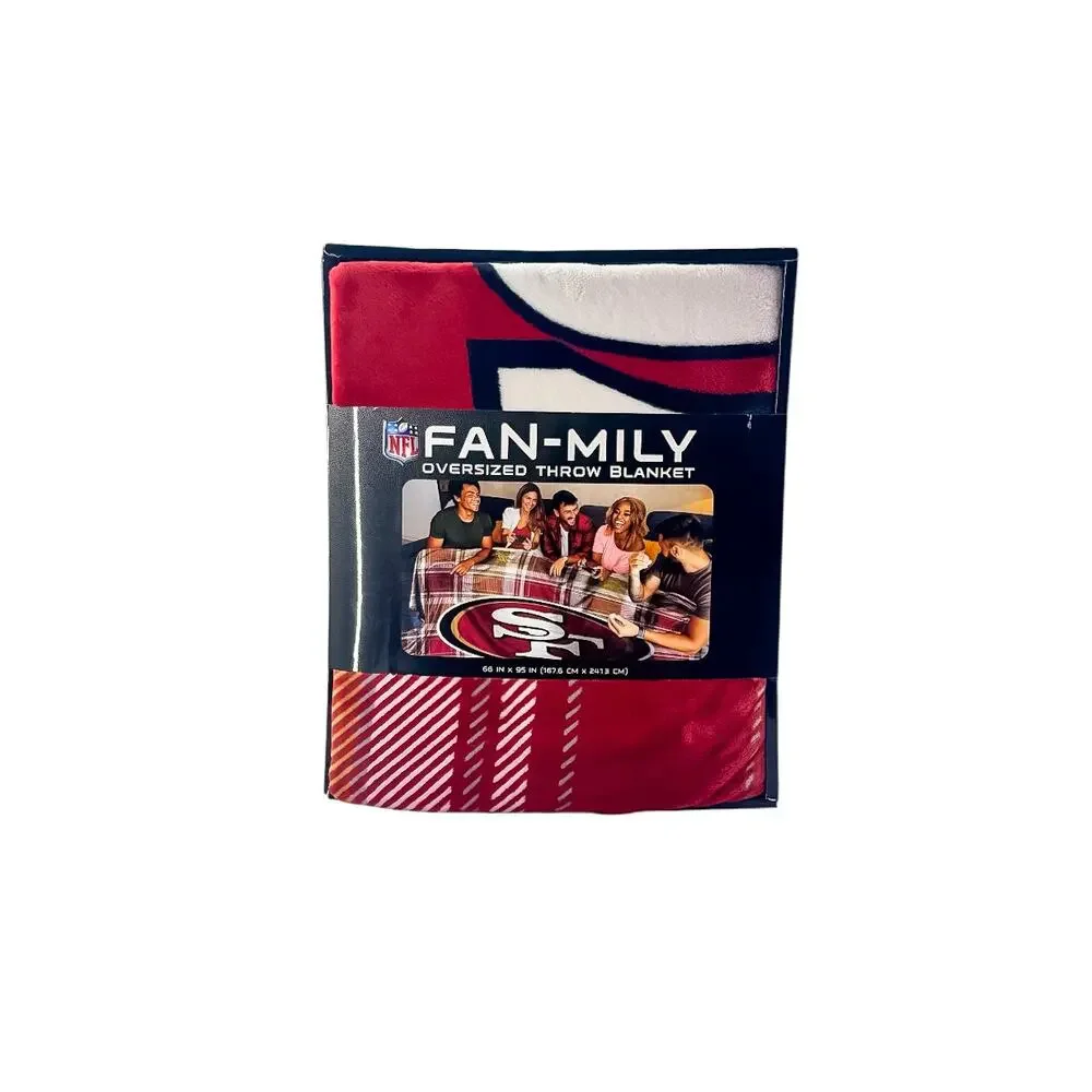 NFL San Francisco 49ers Oversized Plaid Throw Blanket 66x95 Fan-mily Gear
